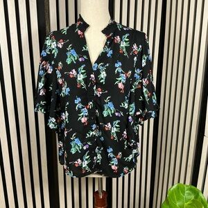 Maeve ANTHROPOLOGIE Black Floral Top, Sz S